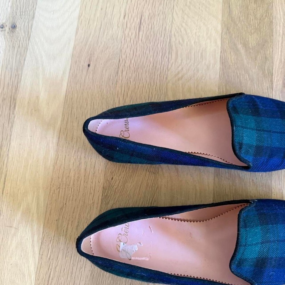 J Crew blue and green preppy plaid loafers - Picture 3 of 6